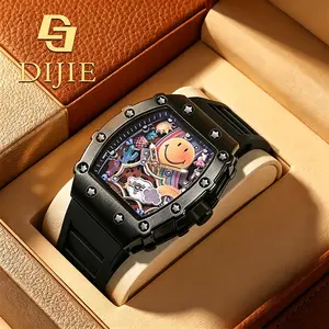 Luminous High-level Smile Face Men's Business Fashion Watch Luminous Waterproof Quartz Barrel-shaped Smile Face Waterproof Watch