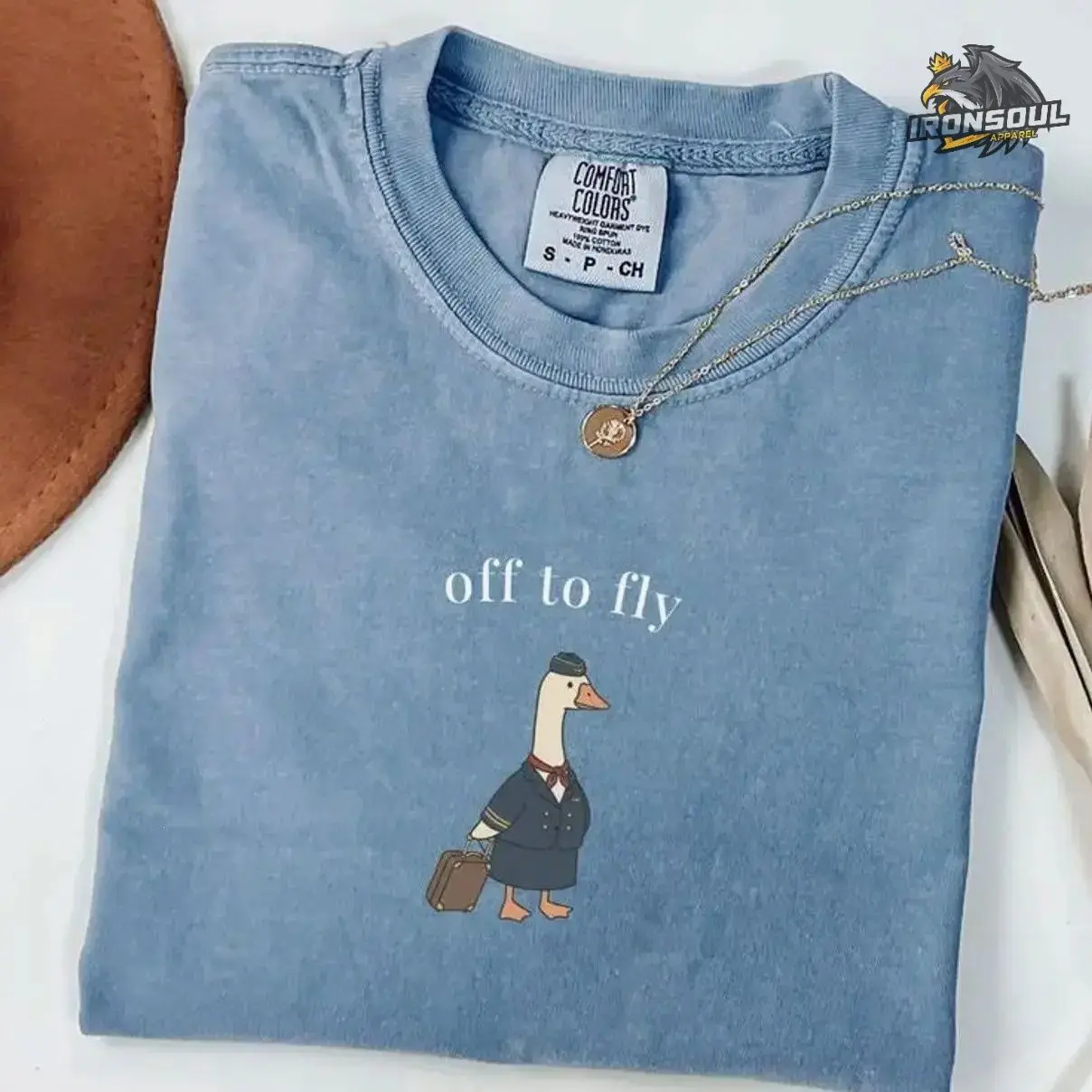 Comfort Colors Funny Flight Attendant Goose TShirt, Unisex Airline Crew Tee for Moms, Cute Vintage Gift, Apparel Made In The US - IronSoul Apparel		