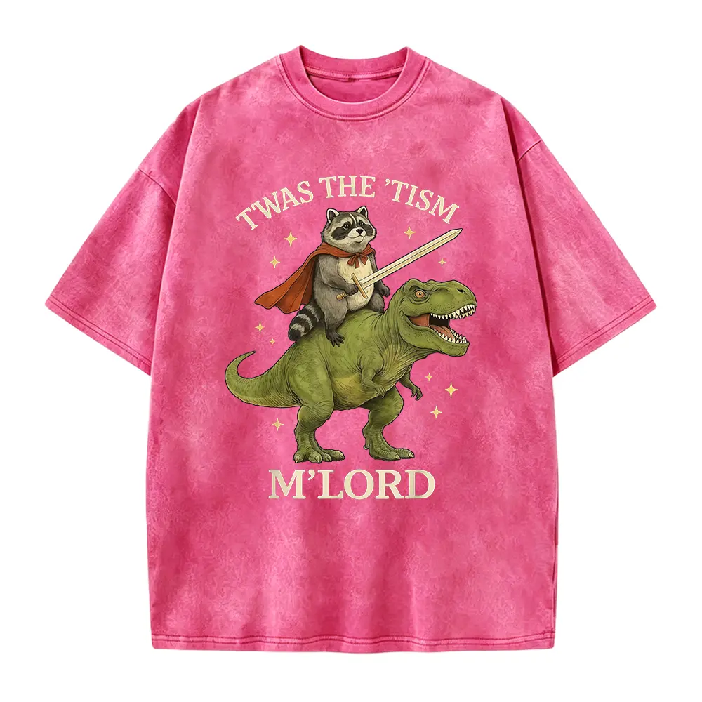 TWAS The Tism M Lord Raccoon Riding Dinosaur Fantasy Humor T-Shirt