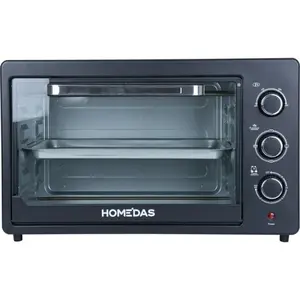 HOMEDAS Electric Toaster Oven with Baking Rack and Pan 21.47 Inch Black Compact Design for Home Cooking 5 Heating Elements 12 Smart Buttons Stainless Steel Finish
