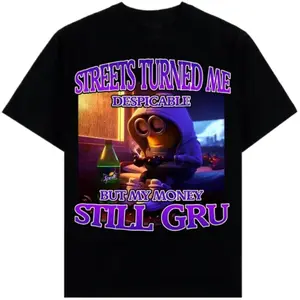 Minions Meme T-Shirt Streets Turned Me Despicable - Vintage Streetwear Graphic Tee for Teens & Young Adults 2026 Funny Oversized Aesthetics