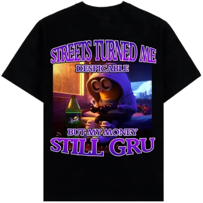 Men's Round Neck Short-Sleeve Funny Graphic T-Shirt - Breathable Vintage Streetwear Top with 'Streets Turned Me Despicable' Meme for Outdoor Wear