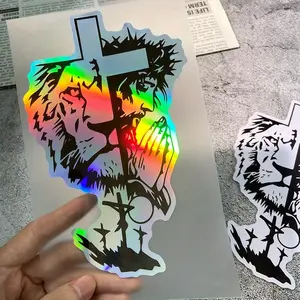 Jesus Cross Pattern Car Sticker, Waterproof & Durable Religious Theme Car Decal, Self-adhesive Decorative Sticker for Car Triangle Window, Bumper, Motorcycle Windshield, Scooter Body, Automobile Decals