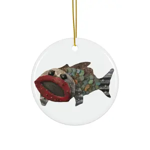 Fish Themed Ceramic Ornament, Open Wide
