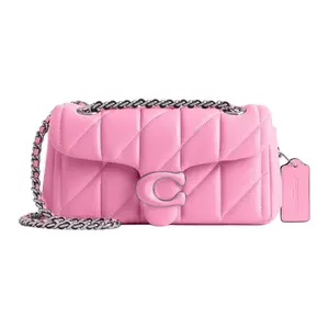 Coach Tabby 26 Quilted Leather Crossbody Bag with Chain Strap for Women in Pink