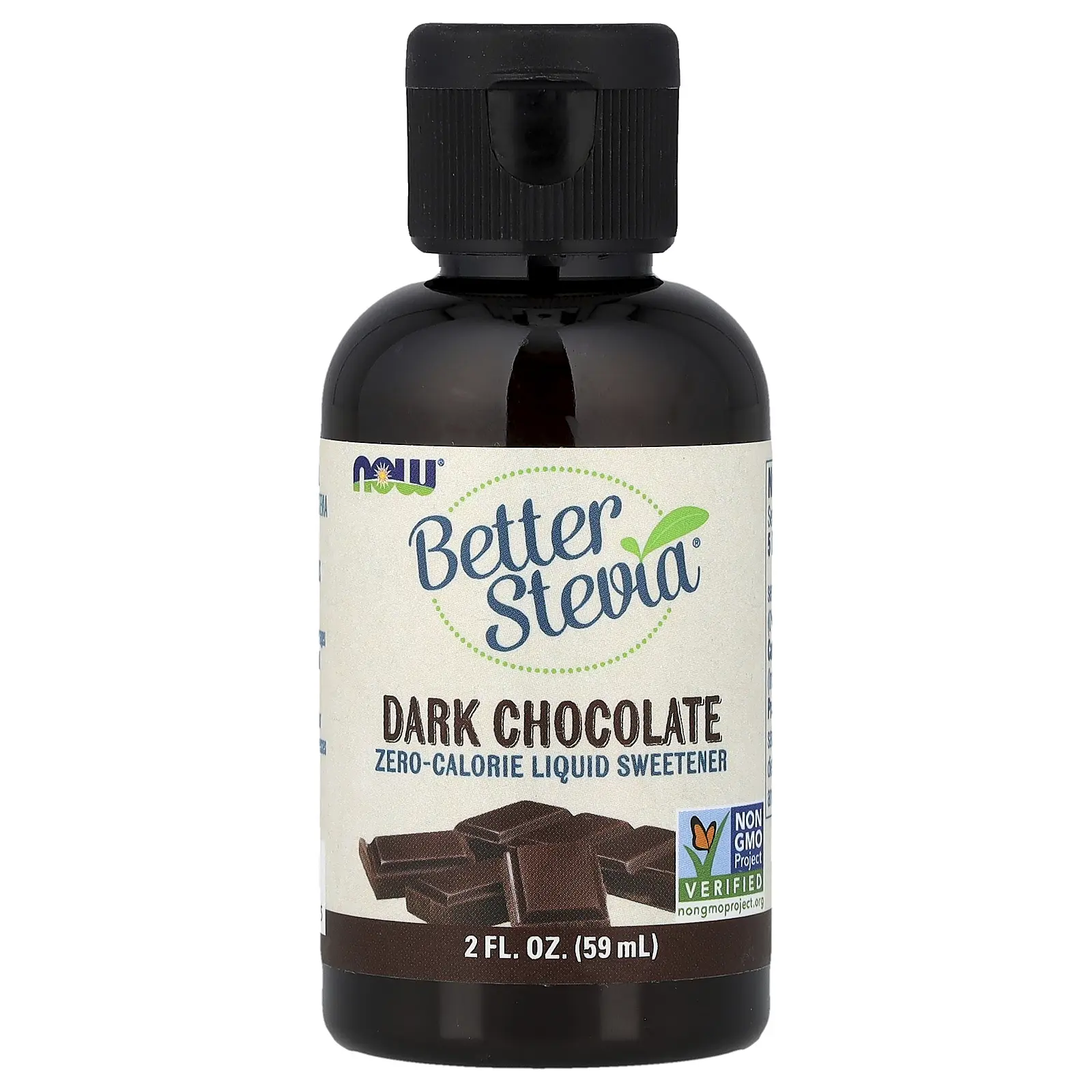 NOW Foods Better Stevia®, Zero-Calorie Liquid Sweetener, Dark Chocolate, 2 fl oz (59 ml)