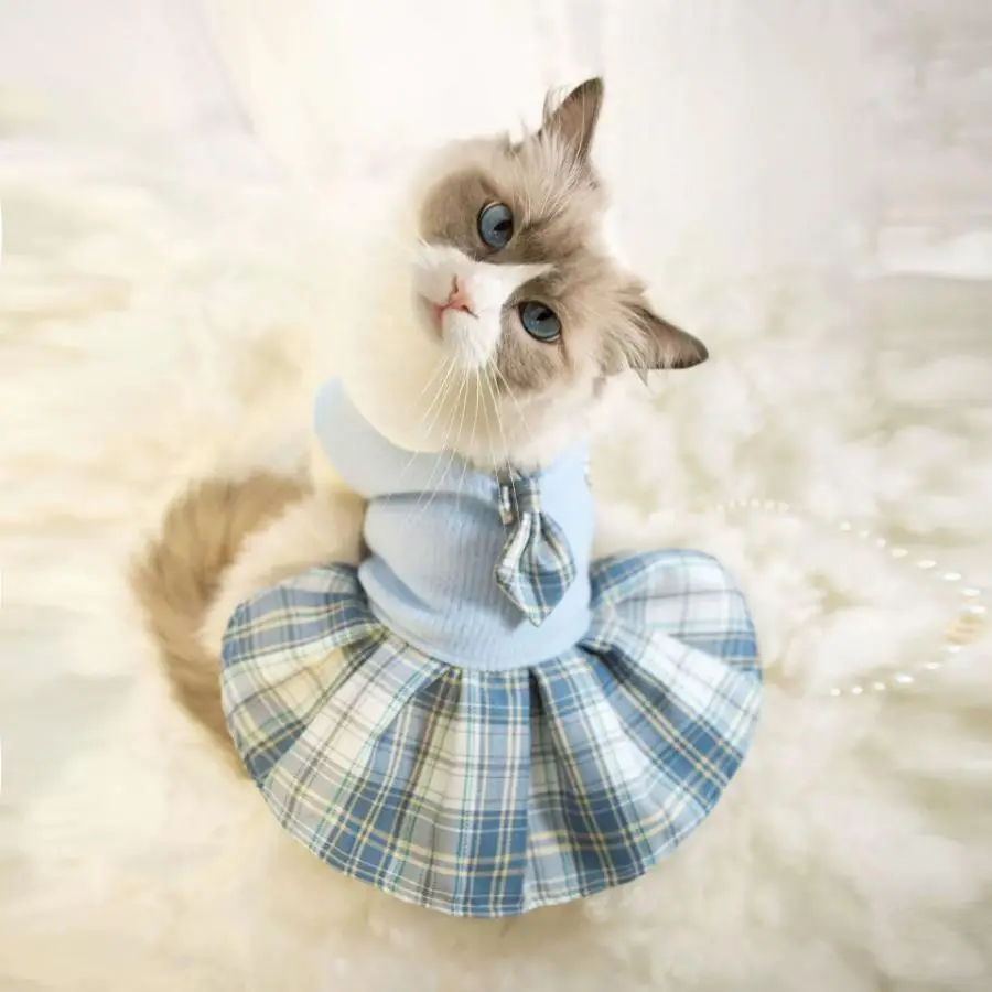 JK Plaid Print Pet Dress, Cute Pet Clothes for Small Medium Dogs & Cats, Fashionable Pet Clothing for Daily Wear