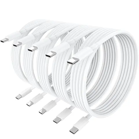 SANPRIO 5-Pack 60W USB C to USB C Charging Cable 6Ft for iPhone 15/15 Pro/15 Pro Max/15 Plus iPad Pro - Compatible Fast Charger Cord - Smartphone