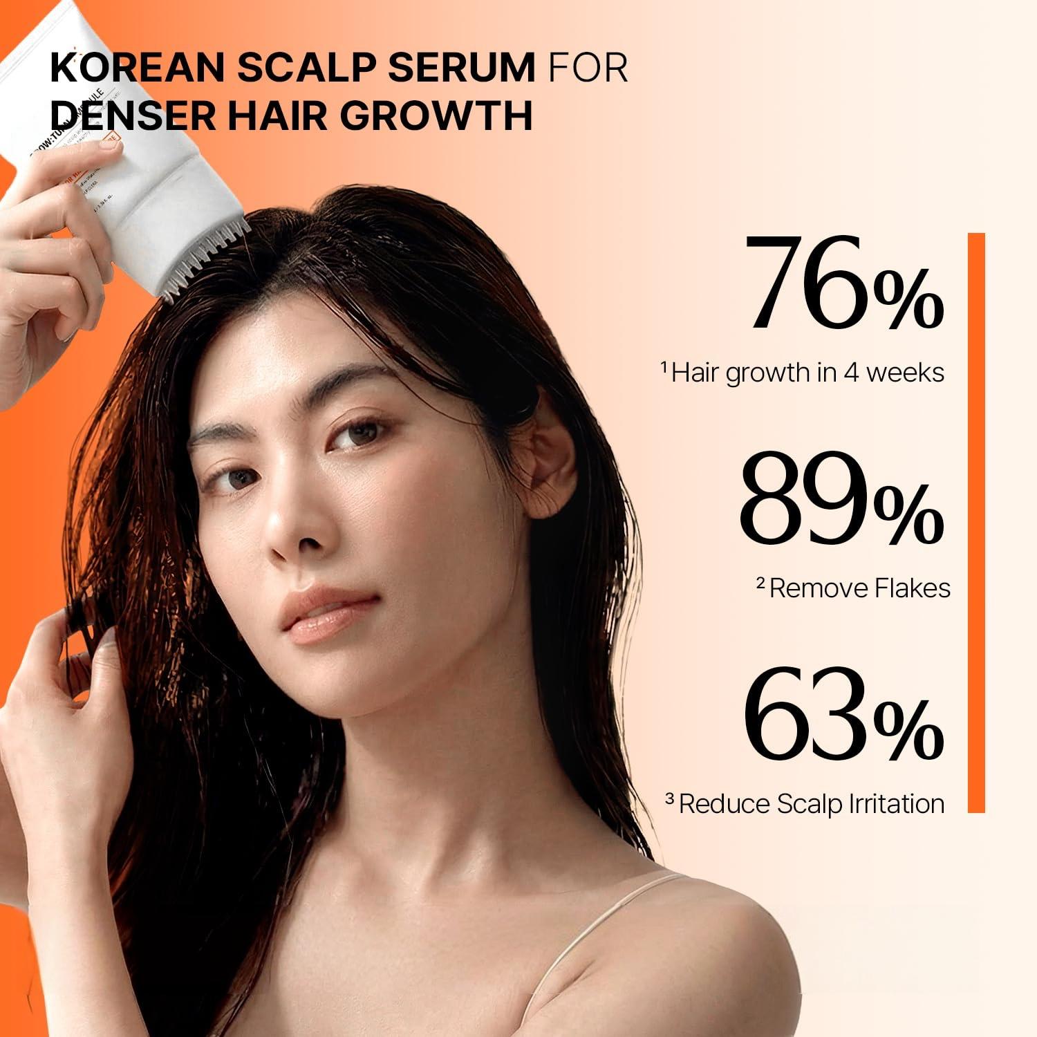 GROWTURN Hair Growth Serum with Built-in Brush, Heartleaf-Derived Exosomes to Revitalize, Scalp Massager, Korean Hair Care, 3.38 fl. oz