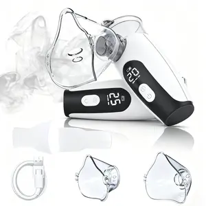 Portable Nebulizer Machine (Smart Digital Display) - For Adults & Kids, Mouthpiece + Mask, Handheld for Home & Travel Breathing Needs