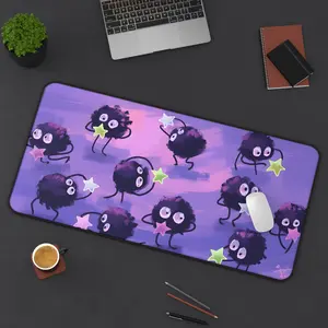 Spirited Japanese Anime Desk Mat, Soot Sprites Anime Mouse Pad, Keyboard Mat, Susuwatari Ghibli Studio Anime Desk Mat For Office, Gift For Gamer