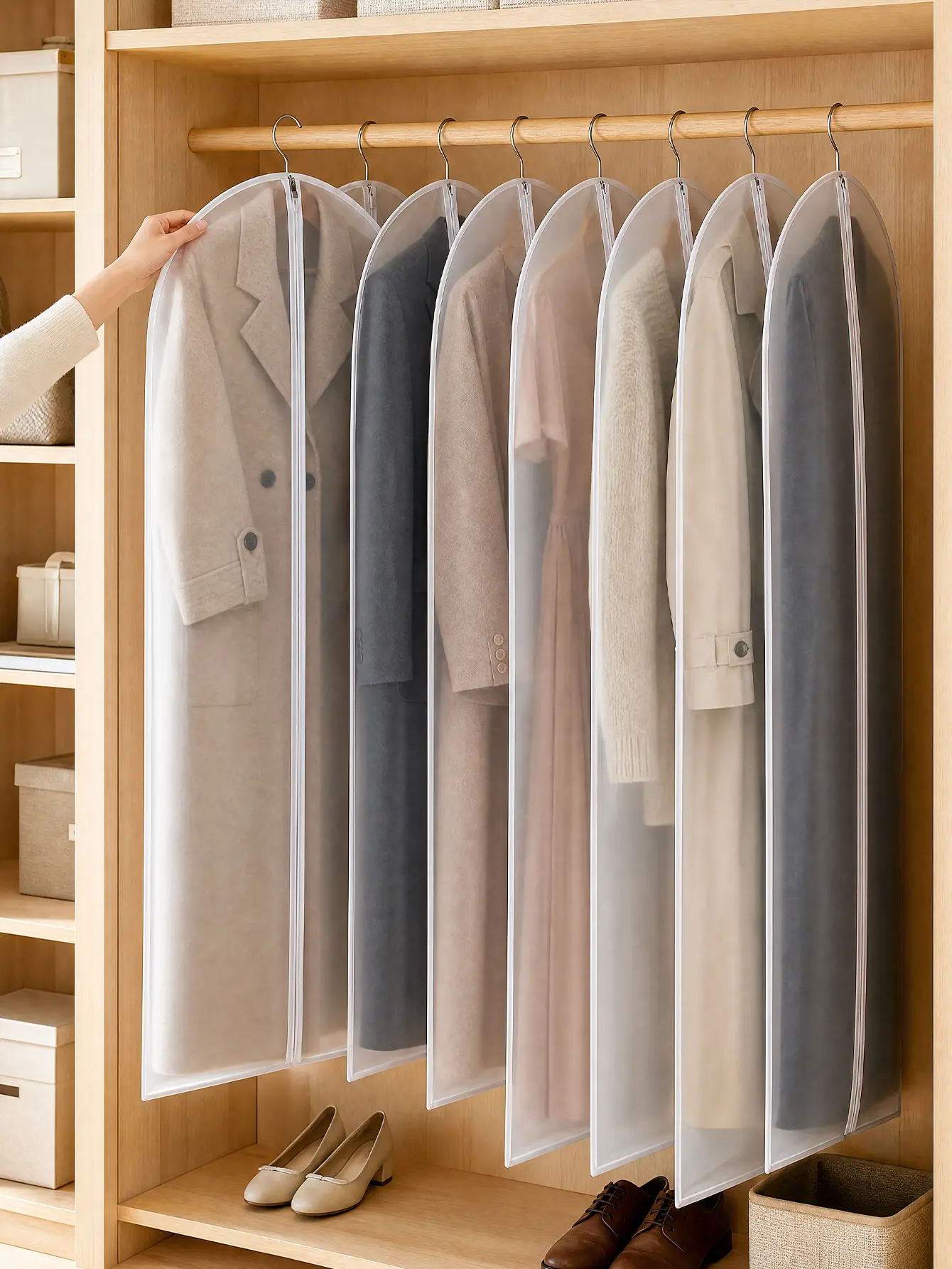 10/5/1PC Quilted Fabric Hanging Garment Bags, Lightweight Zippered Clothing Covers, Moisture-Proof Dustproof Waterproof Hanging Bags for Dresses/Shirts/Coats, Zipper, Hanging Bag