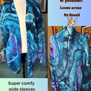 Handmade Geode tie dye Thick cardigan made of Cotton Casual or dressy Cotton Winter Summer