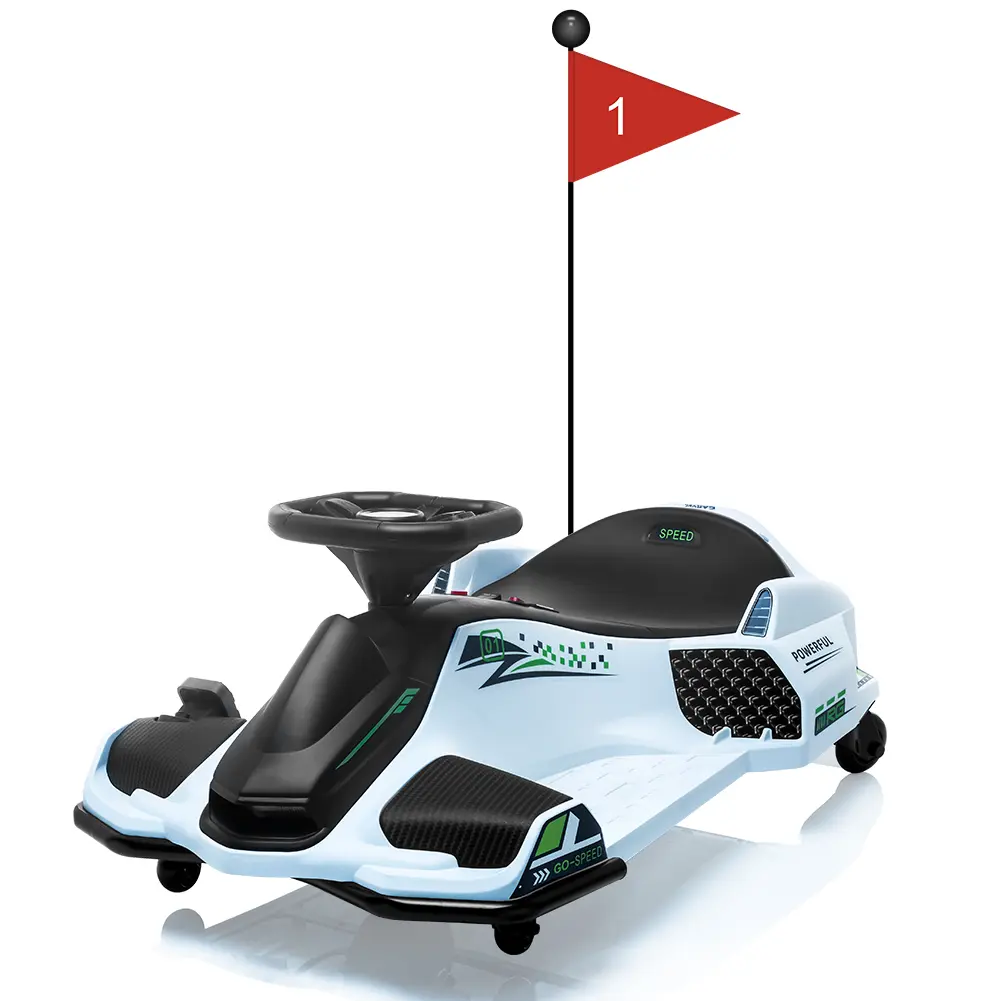 24V Electric Drift Go-Kart Ride-On Car for Kids Ages 8-13 - 180W Brushless Motor, 7Ah Battery - 5-Wheel Drifting Design, High/Low Adjustable Speed, Music, LED Lights, Low-Power Alarm