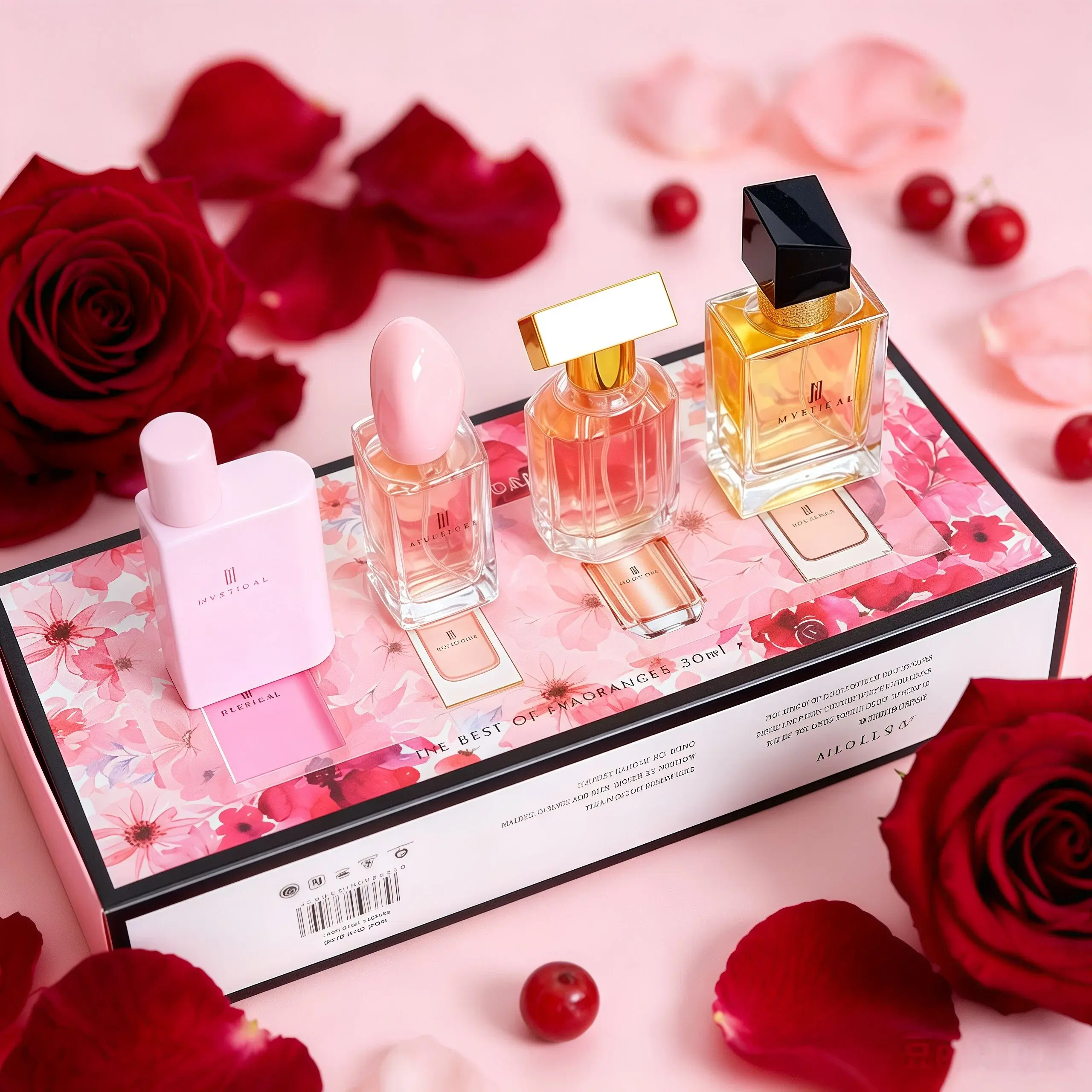 Women's 4-in-1 Eau De Parfum Gift Set (30ml×4) - Perfumes for Women with Floral Fruits, Limon Peel Oil, Vanilla Fragrance, Cute Pastel Portable Travel Mini Bottles, Long-Lasting, Ideal Daily Wear Birthday Gift for Ladies
