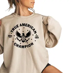 True American Eagle Sweatshirt Patriotic USA Graphic Pullover
