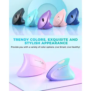 Lekvey Ergonomic Mouse, Vertical Wireless Mouse, Rechargeable 2.4G Optical Carpal Tunnel Mice: 800/1200 / 1600 DPI, 6 Buttons, for Laptop, PC, Computer, Desktop, Notebook etc, Green Purple