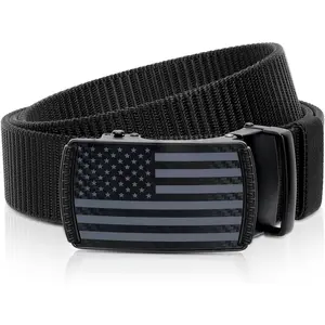 Flag Belt for Men Black Nylon Ratchet Belts 4th of July Patriotic Decorations