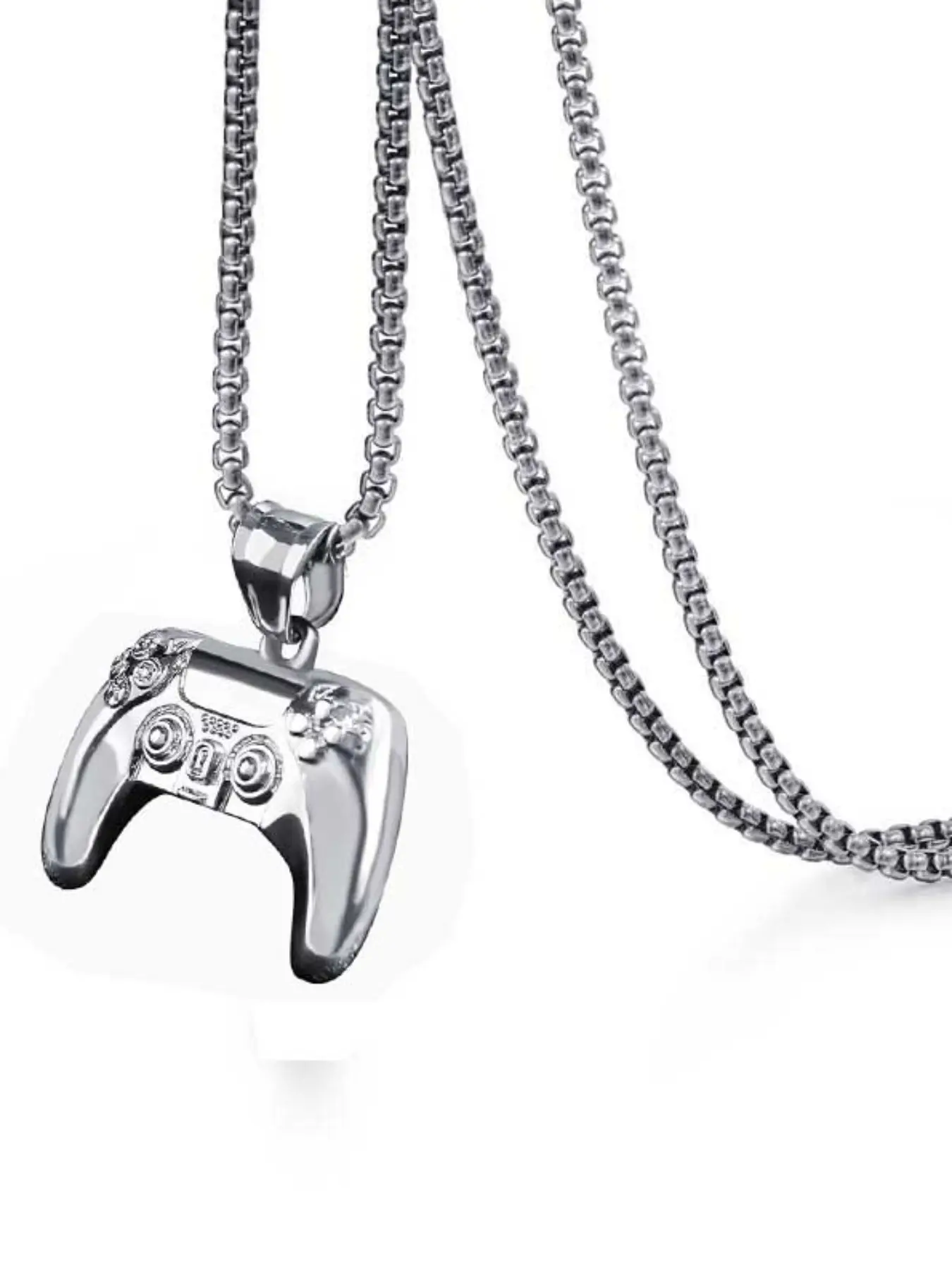 Elegant Gaming Controller Cuban Link Design Necklace, Essential Bling Stylish Accessory for Gamers, Stylish Stainless Steel Cuban Link Chain Pendant, Perfect Gift for Festive Occasions, Birthday Gift Jewelry, Durable Fashion Accessory
