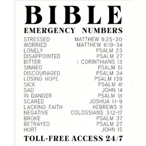 Aluminum Bible Verse Wall Art for Home with Emergency Numbers and Spiritual Typography Inspiration as Religious Gift for Men and Women