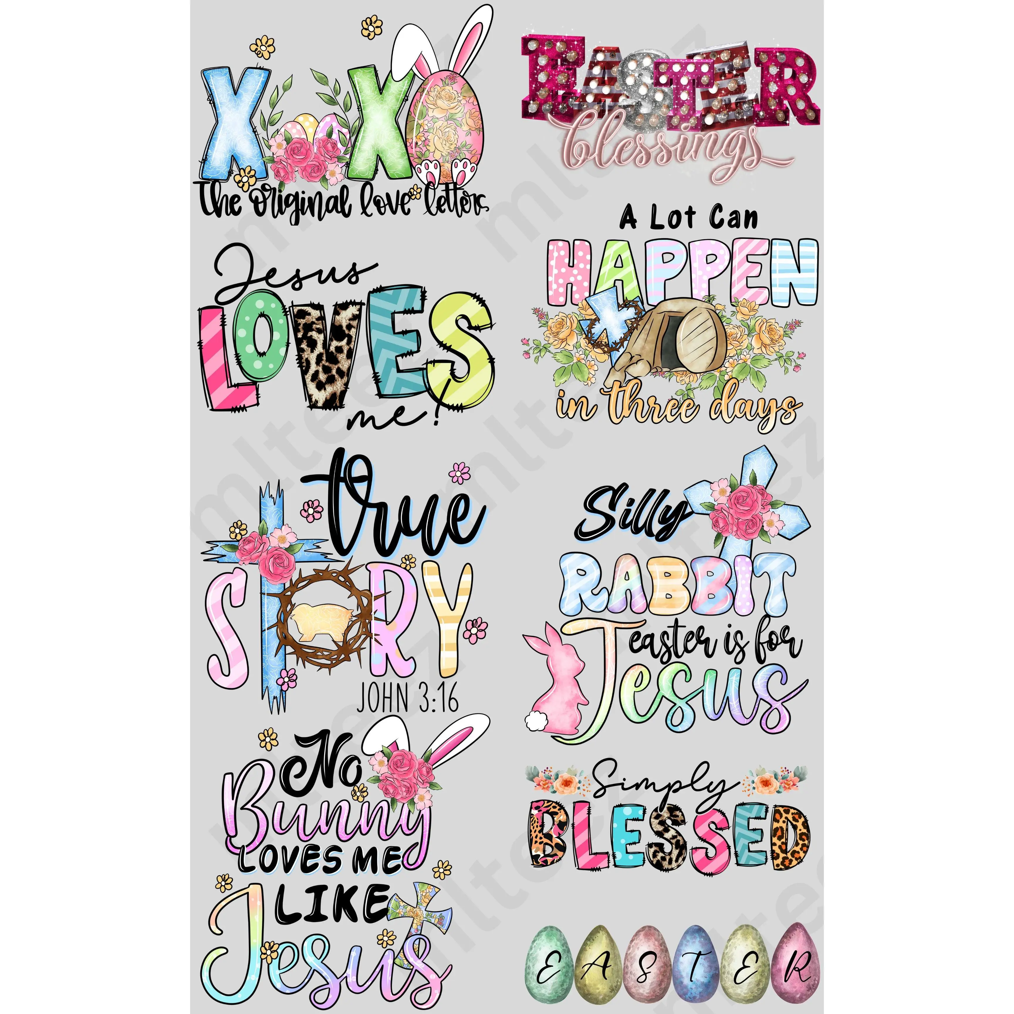 RELIGIOUS EASTER PREMADE GANGSHEET  - 22X36 DTF TRANSFERS - DIRECT TO FILM