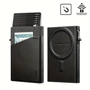 Compact Wallet for Men - Sleek Men's Wallet with Pop-Up Card Holder, RFID Protection, And Cash Compartments. Discreet Wallet Gifts for Men, Fathers, Husbands, And Boyfriends in Black