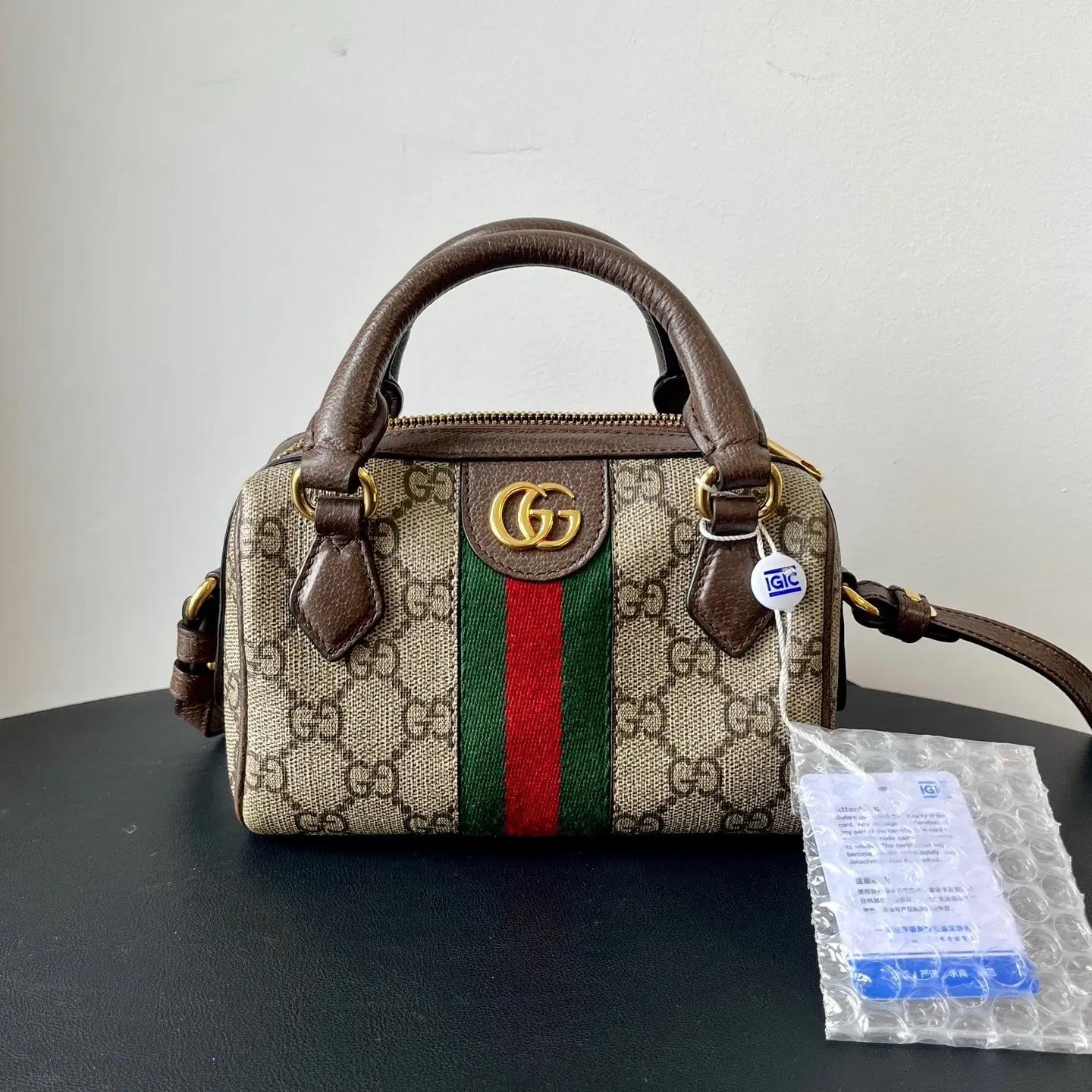 Pre-owned GUCCI Ophidia Mini GG Supreme Canvas Bag