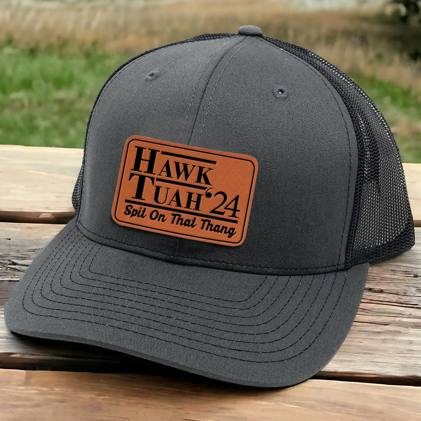 Hawk Tuah 2024 SnapBack Hat, Hawk Tuah Spit on that Thang Leather Patch Hat, Funny Political Election Gift for Men