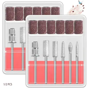 ✨ 6Pcs Nail Drill Bits Set with 6 Sanding Bands｜High-Quality Stainless Steel Professional Bits｜Universal 3/32 Inch Shank｜For Manicure Nail Removal, Shaping & Surface Care｜Comes with Portable Storage Case