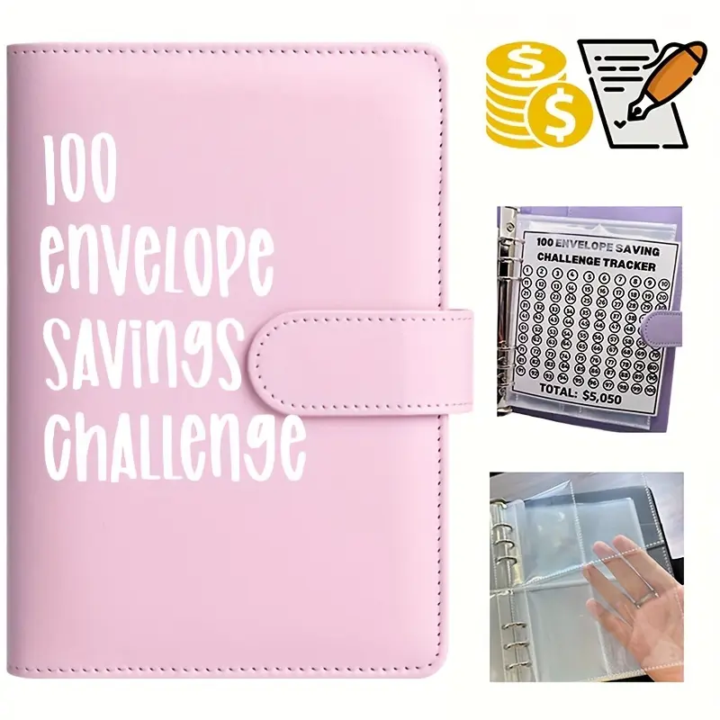 1 Set of 100 Envelope Challenge Books for Fun Savings, Savings Challenge Planner, Budget Planners, Savings Tracker Organizer, Includes Cash Notebook and Digital Pages, Perfect for Budgeting and Saving Money, Weekly Planner