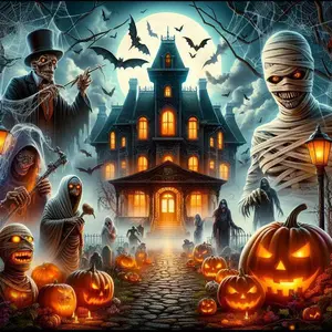 Halloween House Pattern DIY Diamond Arts Colorful Painting Kit Without Frame, DIY 5D Diamond Arts Colorful Painting Kit, Wall Art Decor for Home