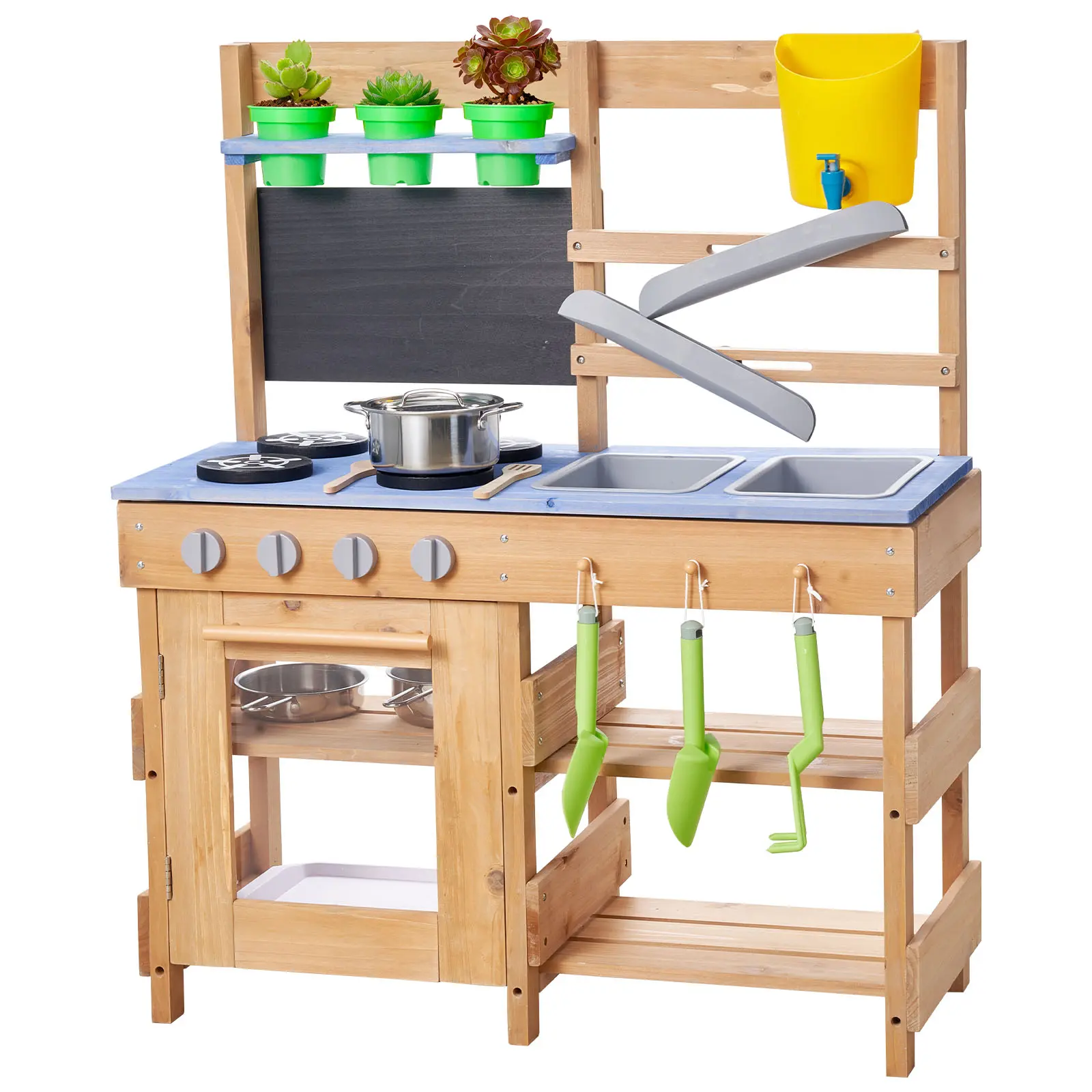 【SummerFinds】VEVOR Mud Kitchen, Outdoor Mud Kitchen for Kids, Wood Outdoor Play Kitchens with Stoves, Hooks, Sinks, Planting Shovels, Spatulas, Handle, Cookware Pots and Accessories, Play with Water and Sand