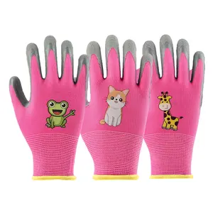 Kids Gardening Gloves, 2 Pair Children Gardening Gloves, Girls Glove, Rubber Non-Slip Safety Work Gloves for Kids, Youth, Garden, Fishing, Cycling and Gardening Tools