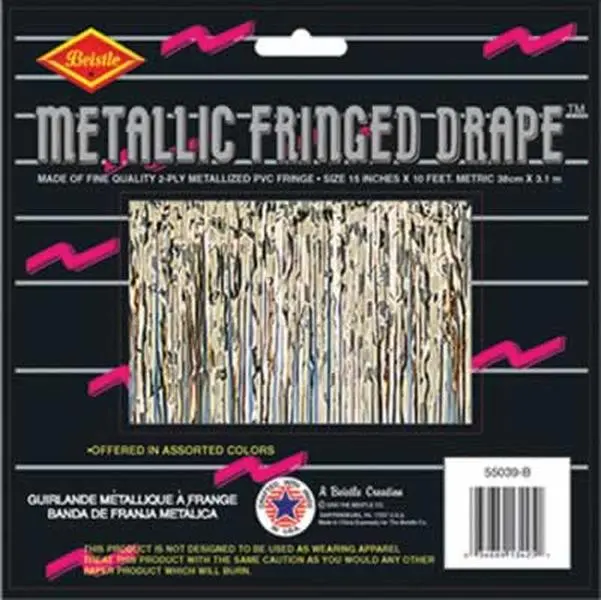 DDI 1907770 Metallic Fringe Drape - Gold - 15in. x 10' - Fire Retardant