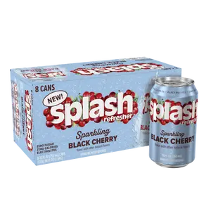 Splash Black Cherry Flavor Sparkling Water Beverage, 12 fl oz, 8 Cans