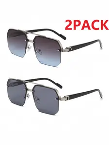 Classic Fashion Pilot Glasses, Unisex Metal Dual Bridge Large Frame, Perfect for Travel Beach Camping Party Gift