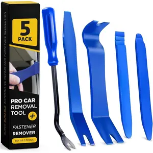 Auto Trim Removal Tool Kit - 5 Piece Car Trim Removal Tool Set for Dash, Door Panel and Clip Remover - Scratch-Resist Nylon Pry Tools for Interior Car Trims Work - Panel Prying Tools Included - Blue