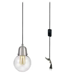 6"W LED Plug-In Hanging Pendant Brushed Nickel Finish