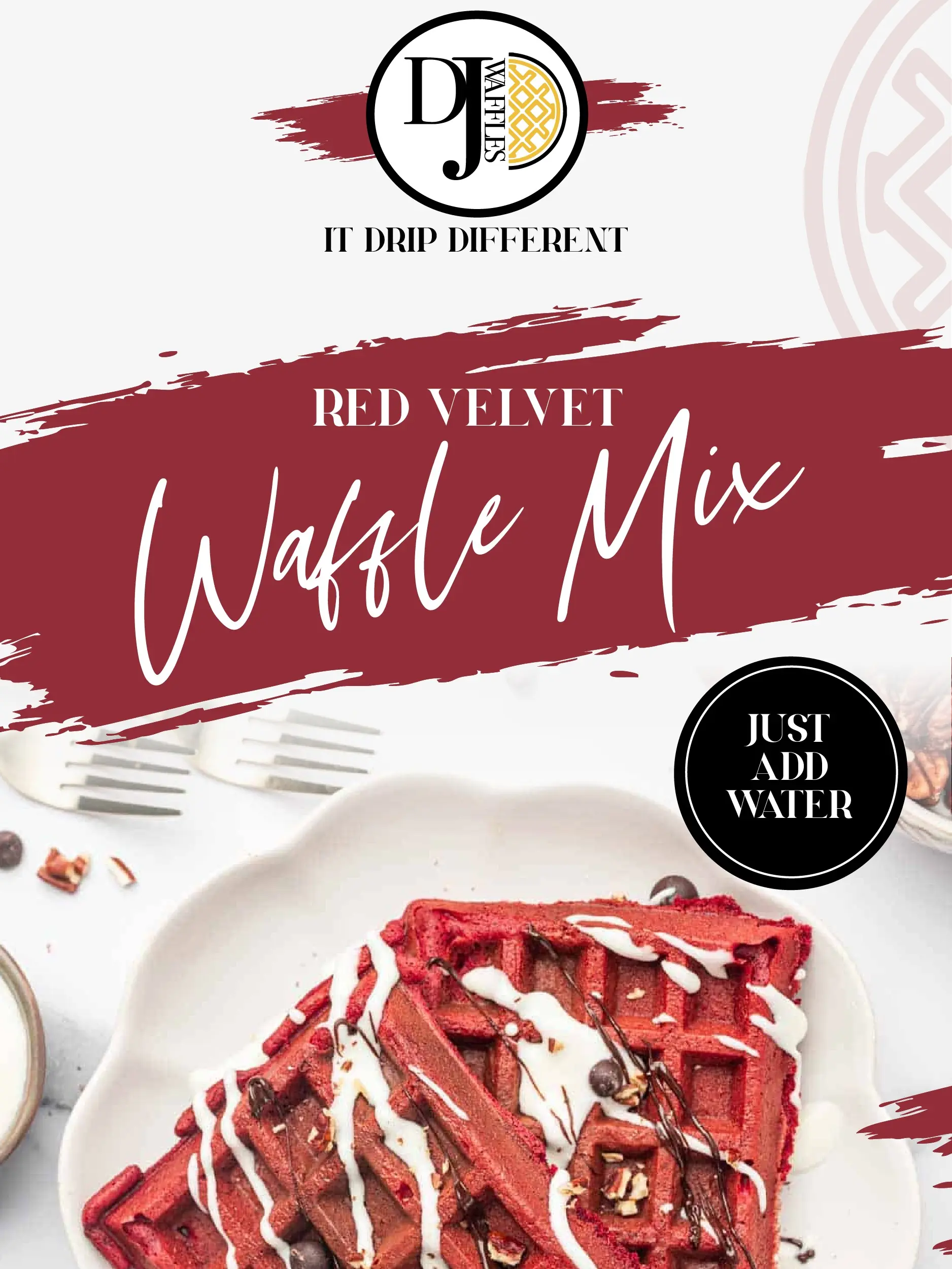 DJ Waffles Red Velvet Mix -  Just Add Water, Small-Batch, Pancakes or Waffles