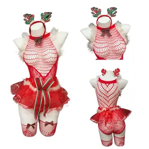 Women's Sexy Lingerie Set | Sexy Suits Bunny Girls Pajamas with Antlers & Net Stockings | Soft Comfortable Material | Perfect Romantic Valentine's Day gift for Couples |  Babydoll, Lingerie,Teddy