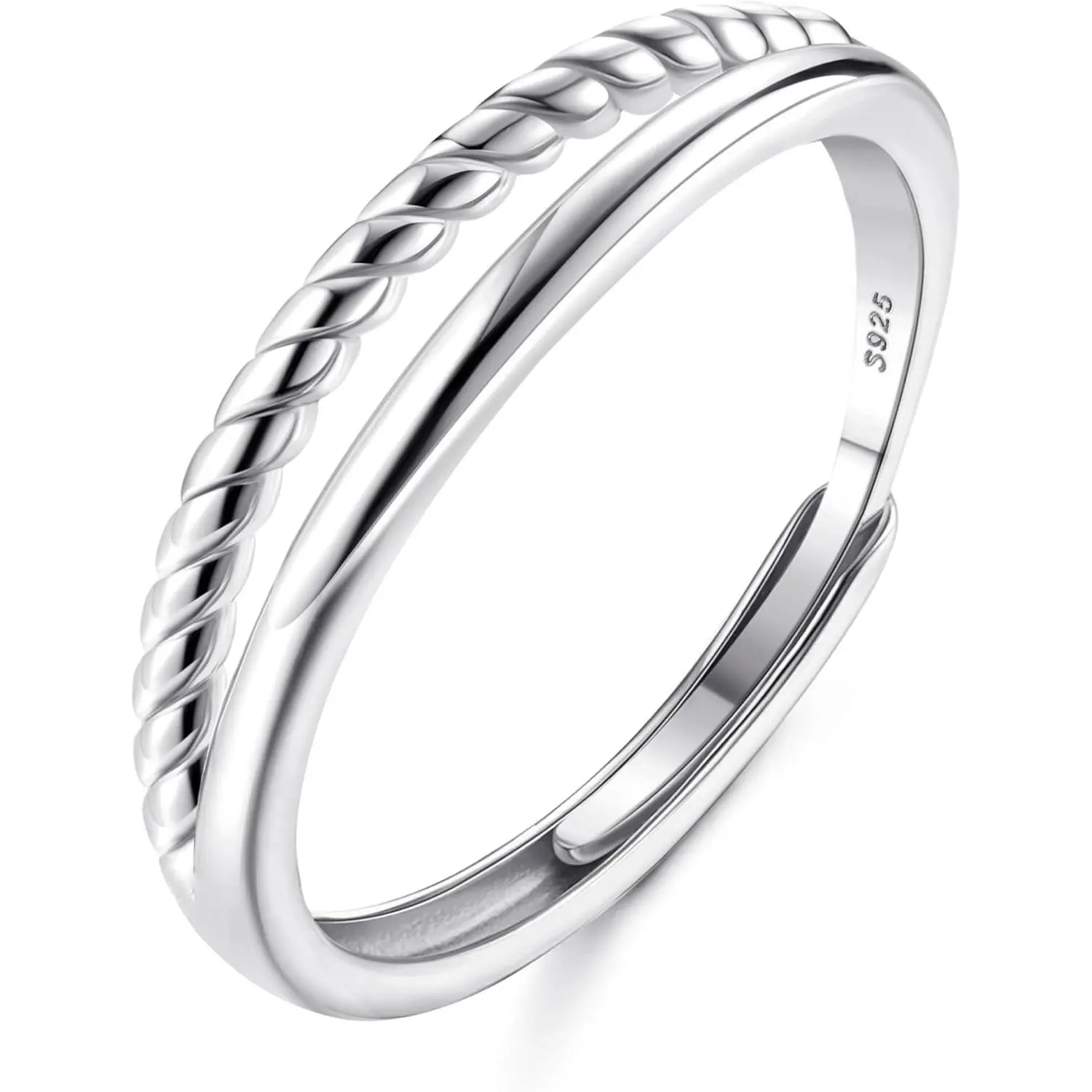 YADOCA 925 Sterling Silver Ring for Women Adjustable Thumb Rings Stacking Twist Band Ring Promise Ring Eternity Wedding Ring Engagement Rings Rose Gold Silver Gold Rings for Women Girls