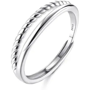 YADOCA 925 Sterling Silver Ring for Women Adjustable Thumb Rings Stacking Twist Band Ring Promise Ring Eternity Wedding Ring Engagement Rings Rose Gold Silver Gold Rings for Women Girls