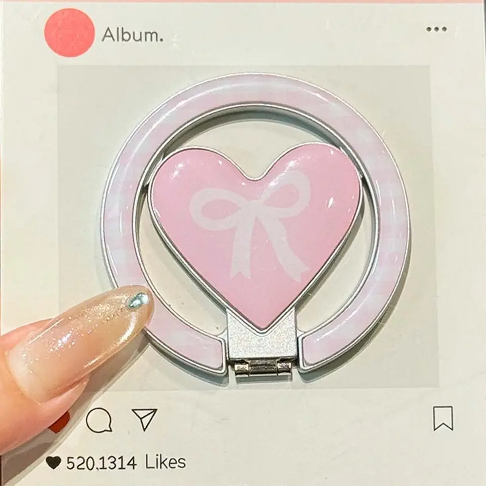 Magnetic 360° Spin Phone Stand for Magsafe with Lovely Pink Heart, Pink Five Star Shape for Smart Phone,  Compatible with iPhone 17 16 15 14 13 Pro Max