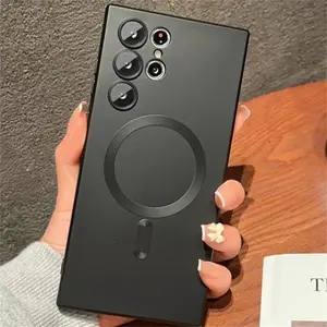 Luxury Matte Magnetic Smartphone Case, Slim Protective Cover for Samsung S21-S26 Plus Ultra, Wireless-Friendly Cellphone Handheld Accessories