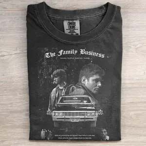 Comfort Colors Vintage Supernatural Shirt, The Family Business Tee, Winchester Brothers Impala T-Shirt, Saving People Hunting Things Shirt, Dark Aesthetic Graphic Tee, Gift for Men, Gift for Women, Crew Neck T-shirt, Trending T-shirt