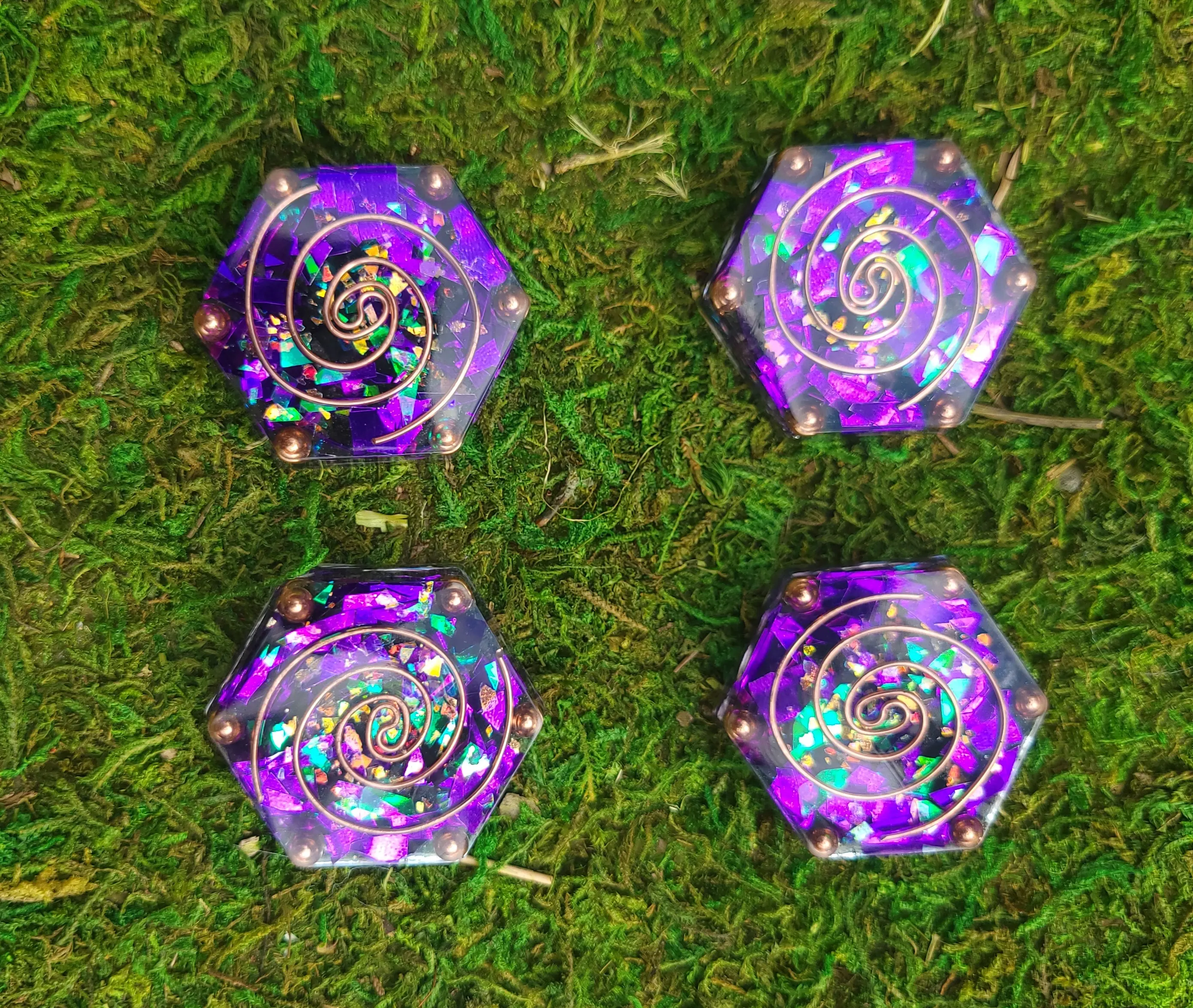 Small Crystal Stone Orgonite Puck for EMF Protection