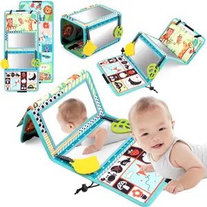 Baby Mirror Cloth Book, 1 Count Early Education Montessori Busy Board Sensory Baby Toy, Double-Sided Baby Cloth Book and Educational Toy for 0–3 Years Old Babies, Sensory Activity Board