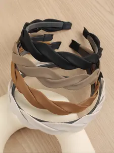 Solid Color Braided Design Headband Set, Elegant Hair Accessories for Women & Girls, Minimalist Headwear Suitable for Thick Hair