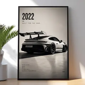 Black and White Vintage Super Car Canvas Wall Art Poster, Creative Automotive Canvas Print for Living Room Bedroom Office Dining Room Bar Room Decor, Modern Car Wall Decoration Gift, 2D Flat 1pc