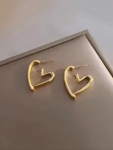 Heart-Shaped Hoop Earrings, Statement Earrings, Elegant Jewelry Gift for Valentine's Day, Daily Wear for Women, Mom, Mother, Mother's Day Gift